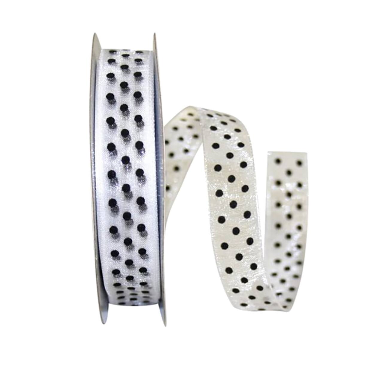 The Ribbon Roll 5/8" x 25yd. Sheer Swiss Dots Ribbon